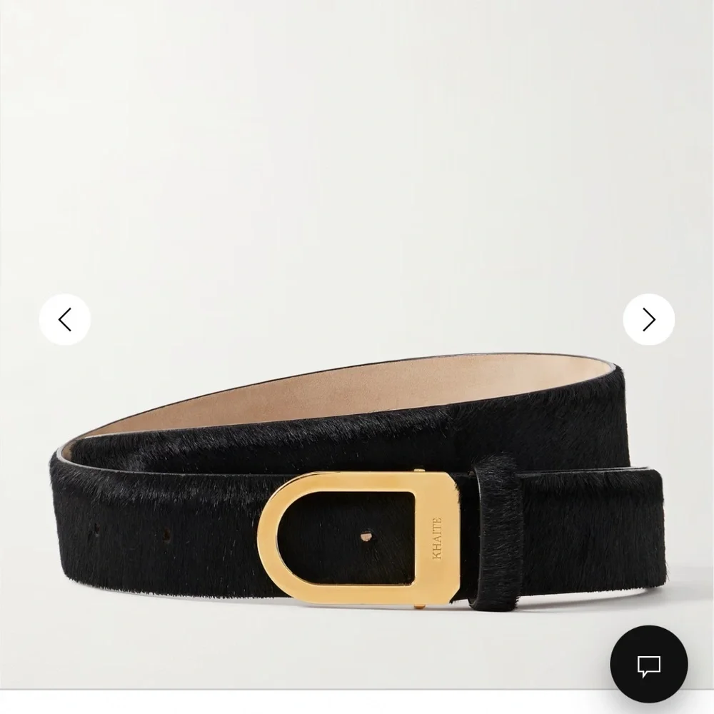 NWT Khaite gold Buckle black pony hair belt - Picture 1 of 2